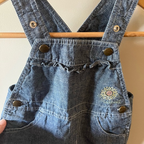 Carhartt little toddler girls denim cotton short bib overalls Size 3T - Picture 5 of 10
